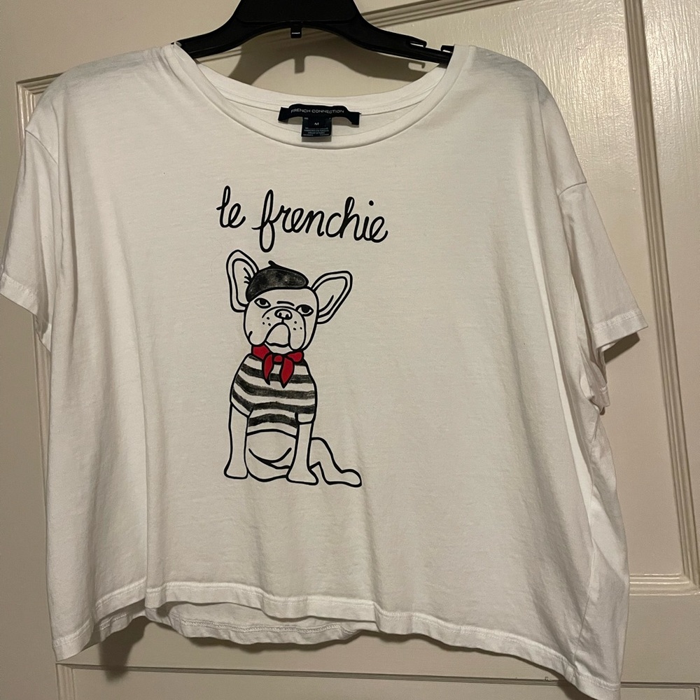 French Connection White 'Le Frenchie' Tee